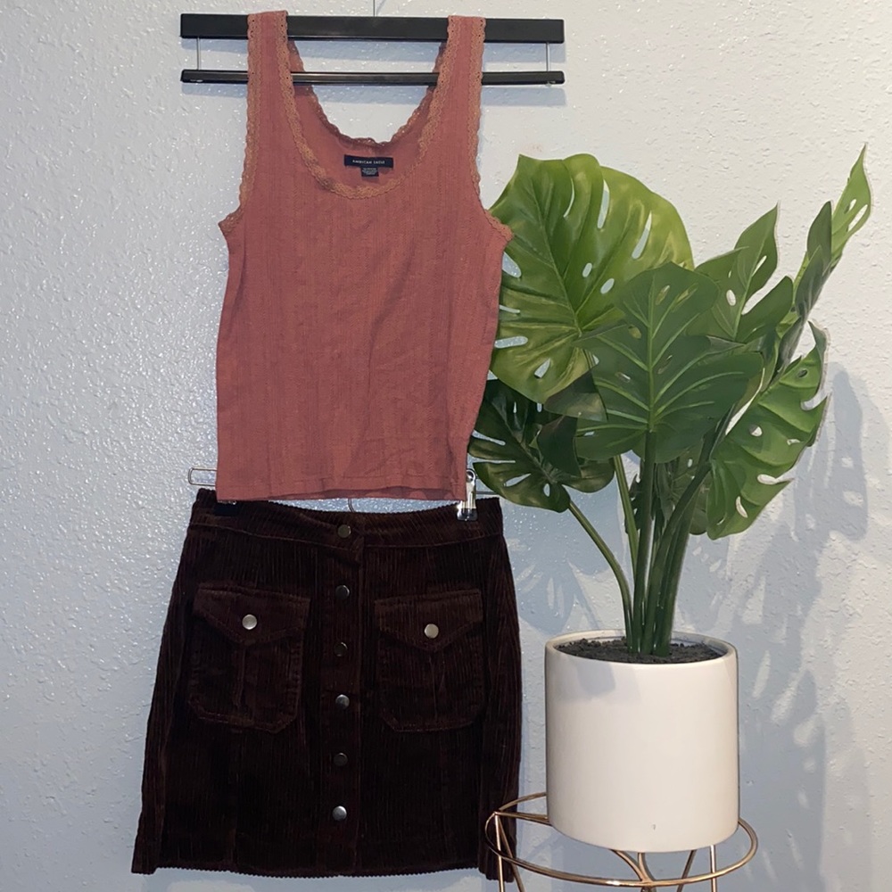 Button Down Corduroy Skirt